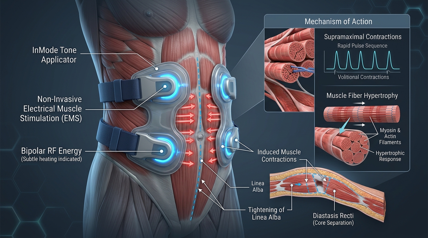 InMode Tone Hands-Free Electrical Muscle Stimulation and Diastasis Recti Repair Mechanism