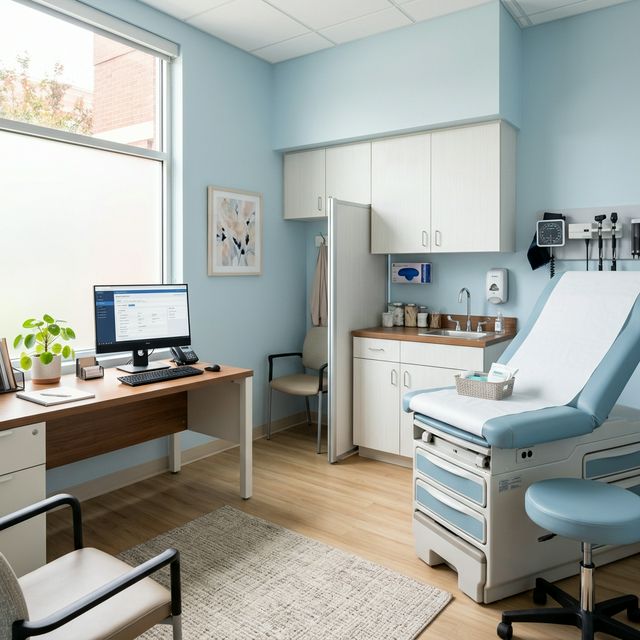 Modern women's healthcare consultation and examination room